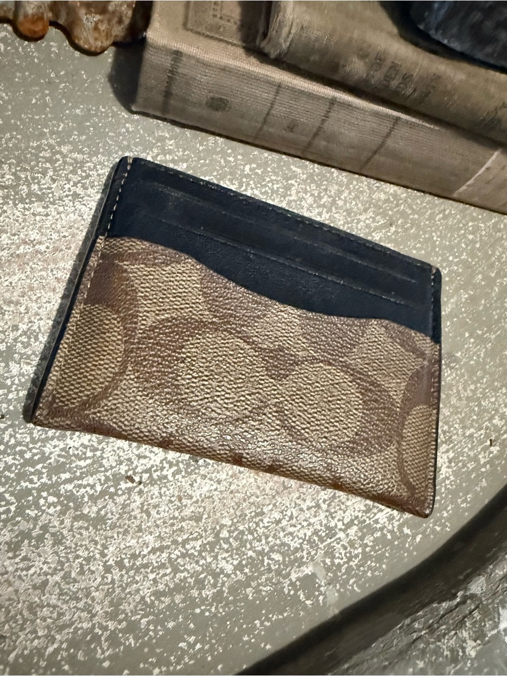Coach card case signature print